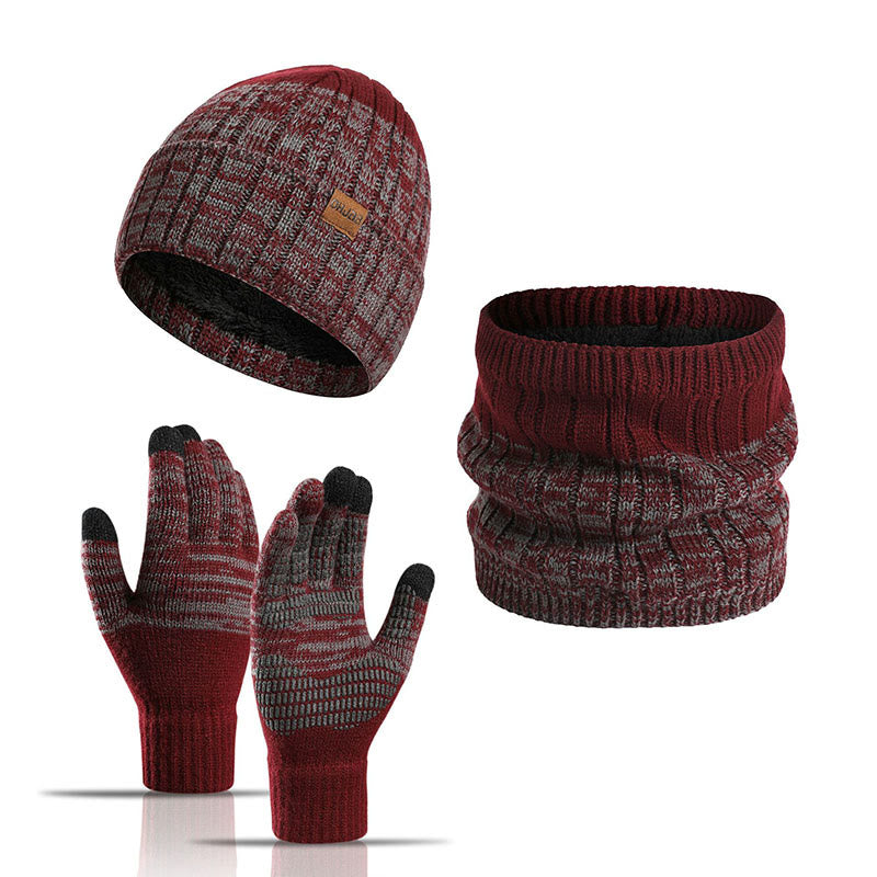Outdoor Warmth Gloves Beanie Scarf 3 In 1 Set - Wine - One Size - image 16