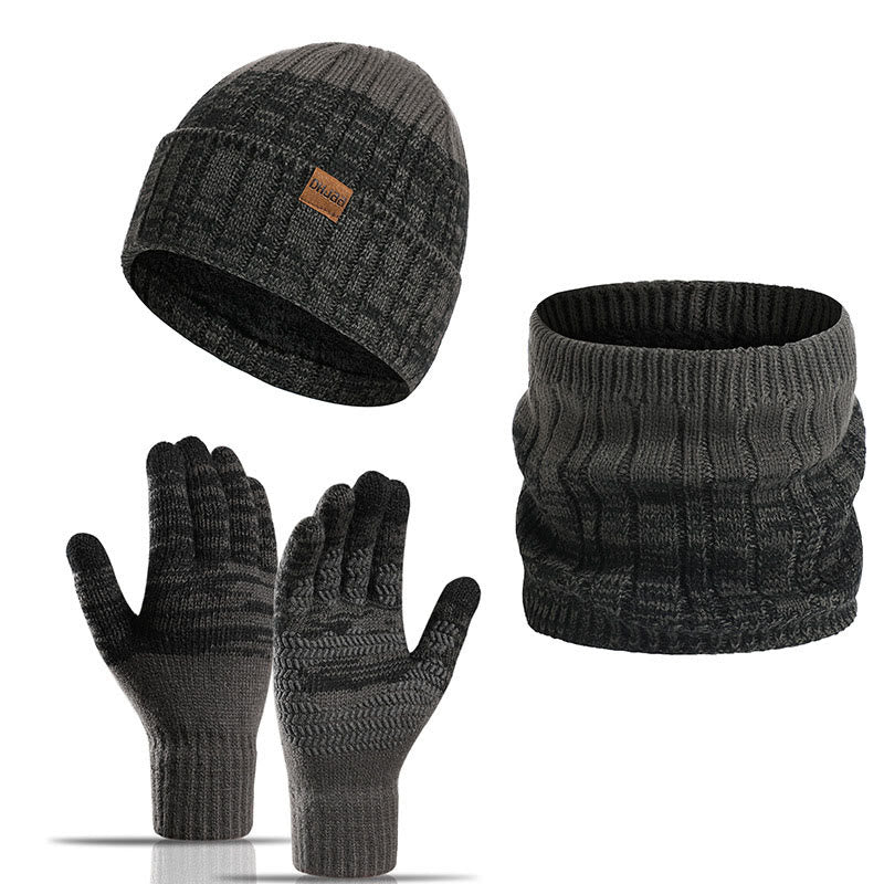 Outdoor Warmth Gloves Beanie Scarf 3 In 1 Set - Dark Grey - One Size - image 13
