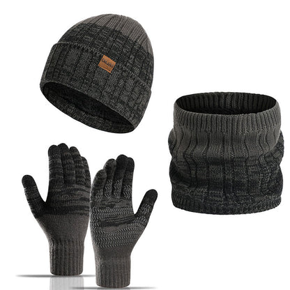 Outdoor Warmth Gloves Beanie Scarf 3 In 1 Set - Dark Grey - One Size - image 13