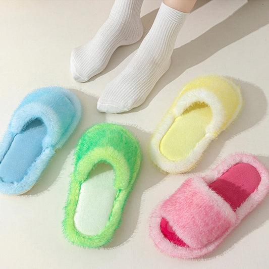 Plus Size Candy Color Plush Slippers - image 0