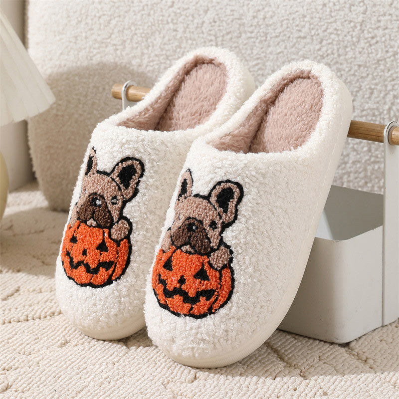 Plus Size Puppy Pumpkin Slippers - Beige - EU42-43(US8.5-9) - image 2