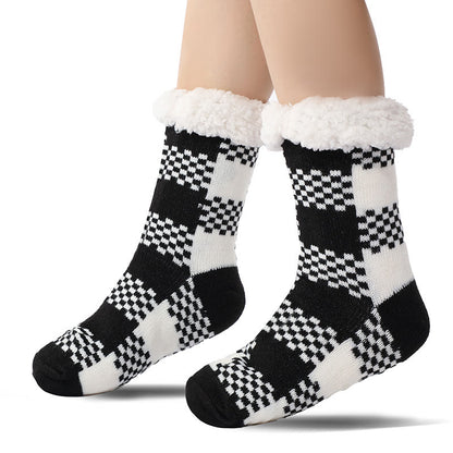 Plus Size Grid Slipper Socks - Black - EU37-42(US4-8.5) - image 1