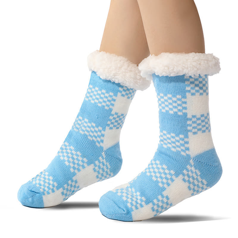 Plus Size Grid Slipper Socks - Lake Blue - EU37-42(US4-8.5) - image 3