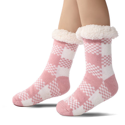 Plus Size Grid Slipper Socks - Pink - EU37-42(US4-8.5) - image 2
