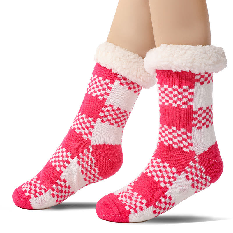 Plus Size Grid Slipper Socks - Rose - EU37-42(US4-8.5) - image 6
