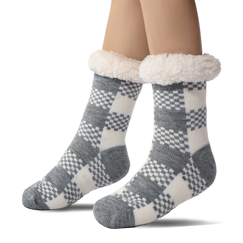 Plus Size Grid Slipper Socks - Grey - EU37-42(US4-8.5) - image 4