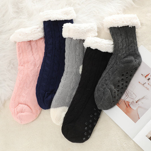 Pure Color Lambskin Slipper Socks - image 0