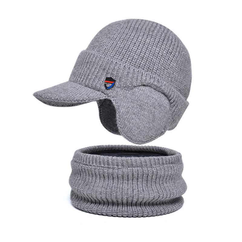Warm Earmuffs Beanie Scarf 2 In 1 Set - Light Gray - One Size - image 7