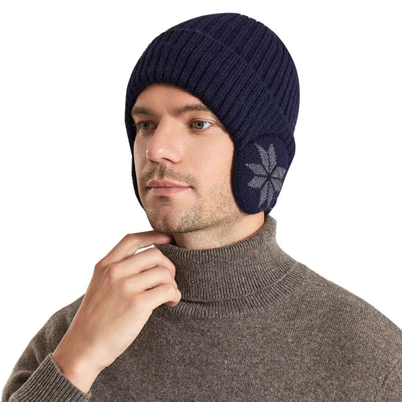 Snowflake Earflaps Beanie Hat Warmer - image 1