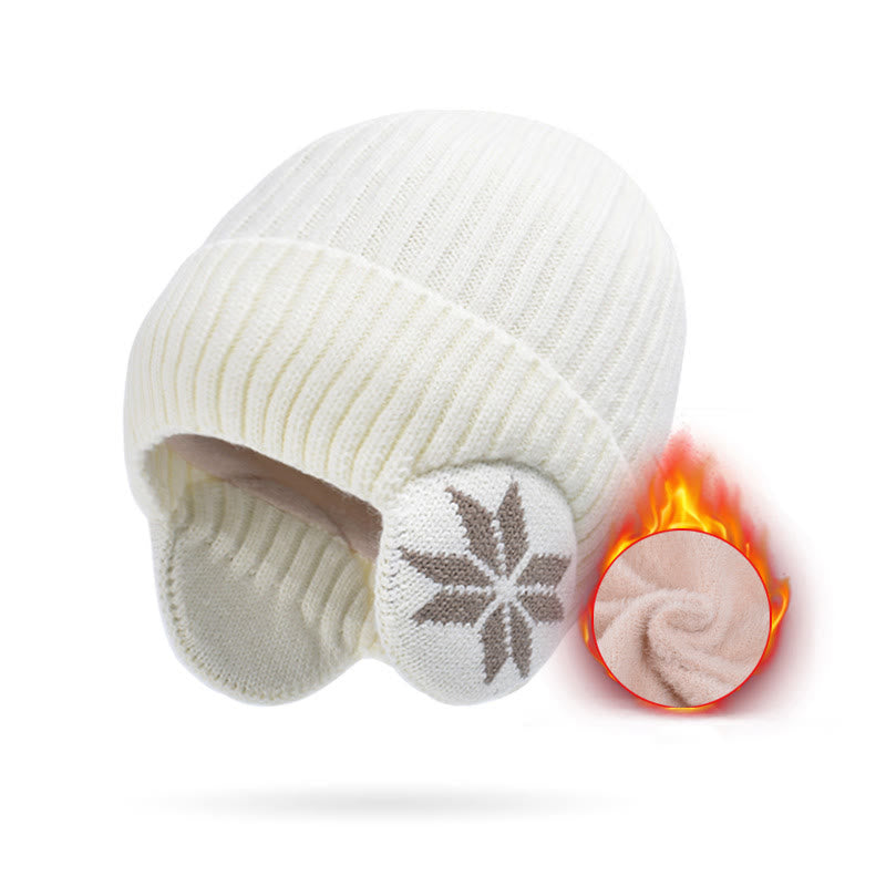 Snowflake Earflaps Beanie Hat Warmer - White - One Size - image 12