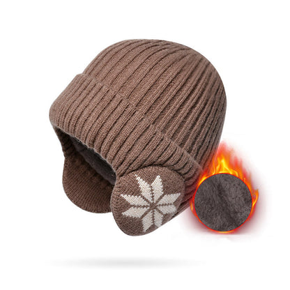 Snowflake Earflaps Beanie Hat Warmer - Coffee - One Size - image 6