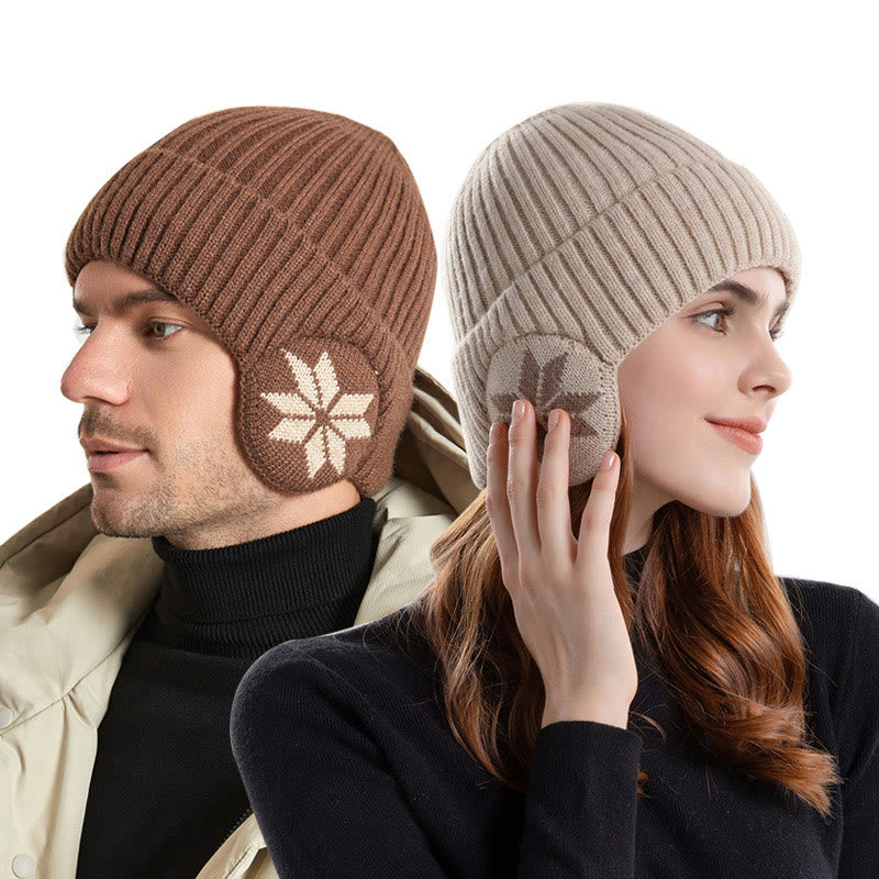 Snowflake Earflaps Beanie Hat Warmer - image 0