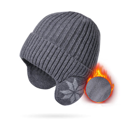 Snowflake Earflaps Beanie Hat Warmer - Dark Grey - One Size - image 8