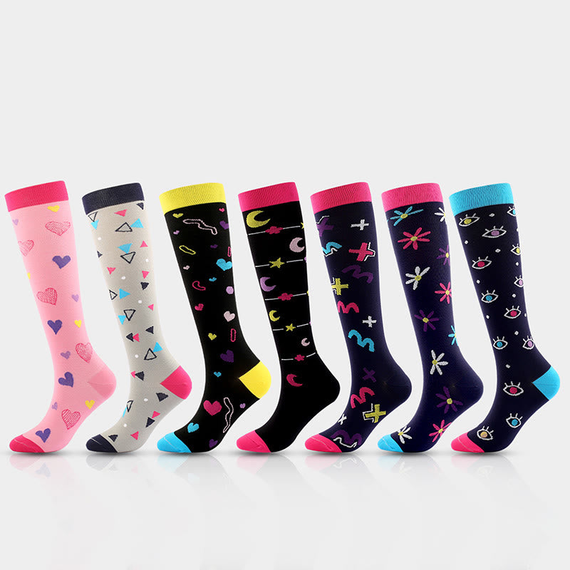 Cute Fashion Sports Compression Socks(7 Pairs) - Multicolor - S/M - image 0
