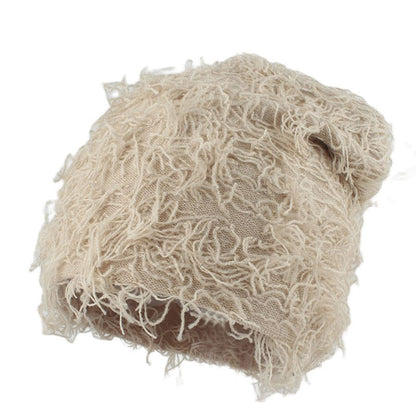 Plus Size Unisex Knitted Fuzzy Beanie - Beige - One Size - image 6
