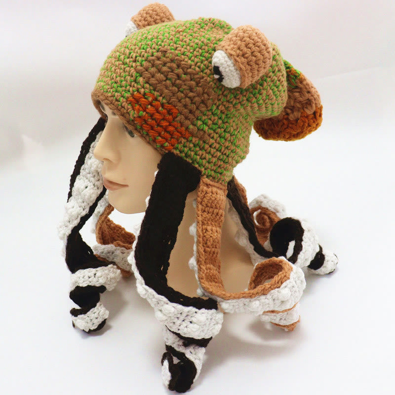 Plus Size Colorful Octopus Tentacle Beanie - Khaki - One Size - Hat+Sunglasses+Beard - image 13