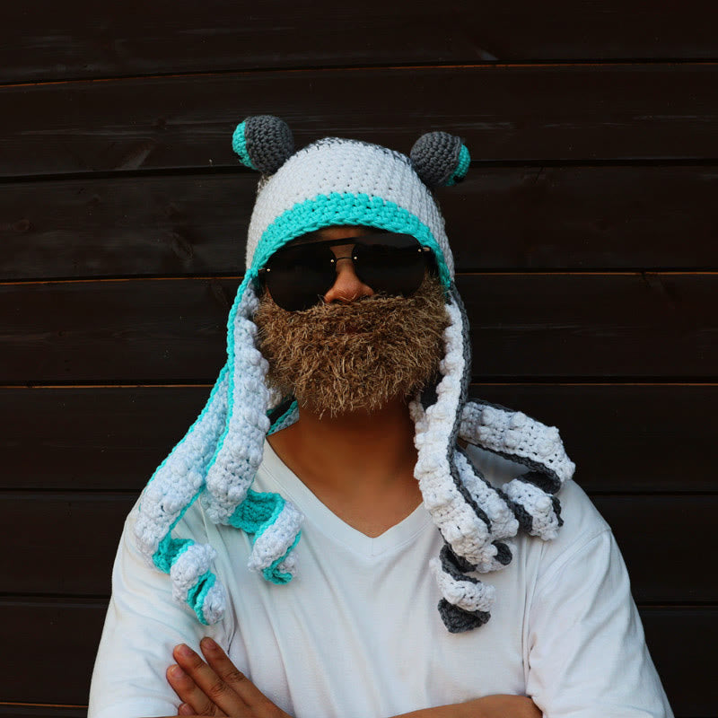 Plus Size Colorful Octopus Tentacle Beanie - White - One Size - Hat+Sunglasses+Beard - image 9