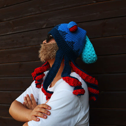 Plus Size Colorful Octopus Tentacle Beanie - Navy Blue - One Size - Hat - image 12