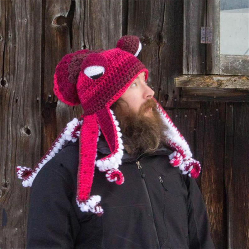 Plus Size Funny Octopus Beanie - Rose - One Size - image 2