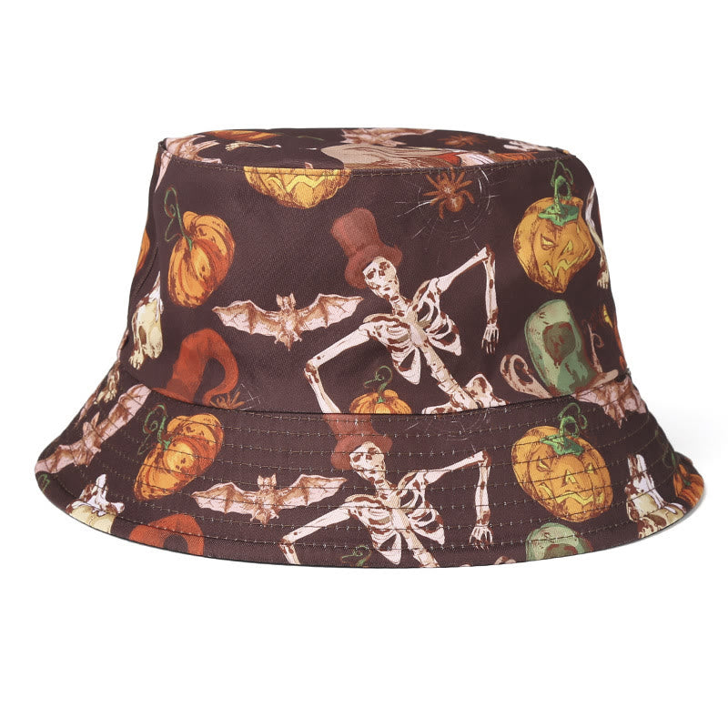 Plus Size Skull Bat Bucket Hat - Coffee - One Size - image 2