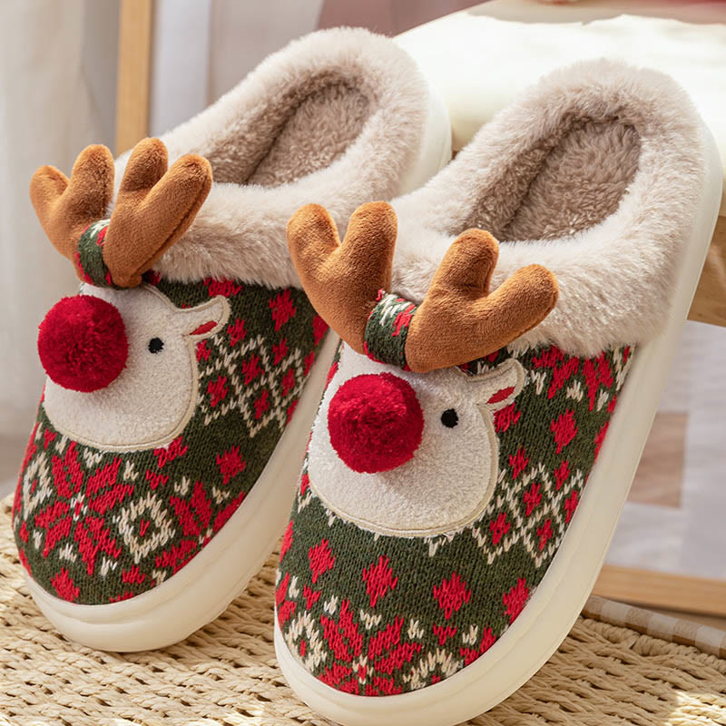 Plus Size Christmas Elk Slippers - image 4