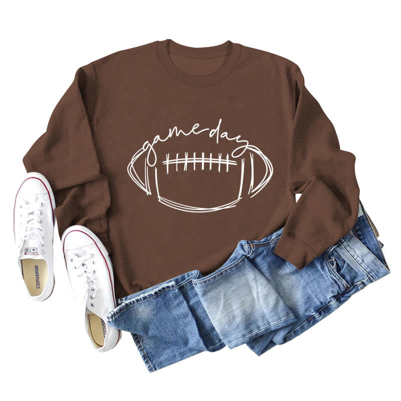 Plus Size White Rugby Print Sweatshirt - Coffee - 2XL - image 3