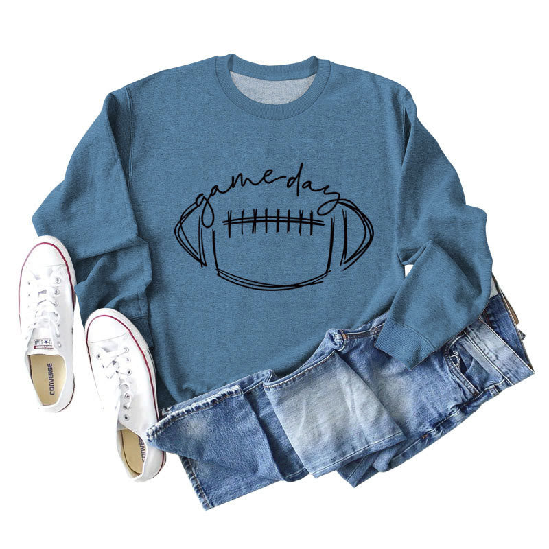 Plus Size Black Game Day Print Sweatshirt - Blue - 2XL - image 2