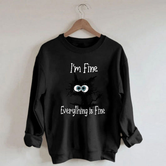 Plus Size Black Cat Sweatshirt - image 0