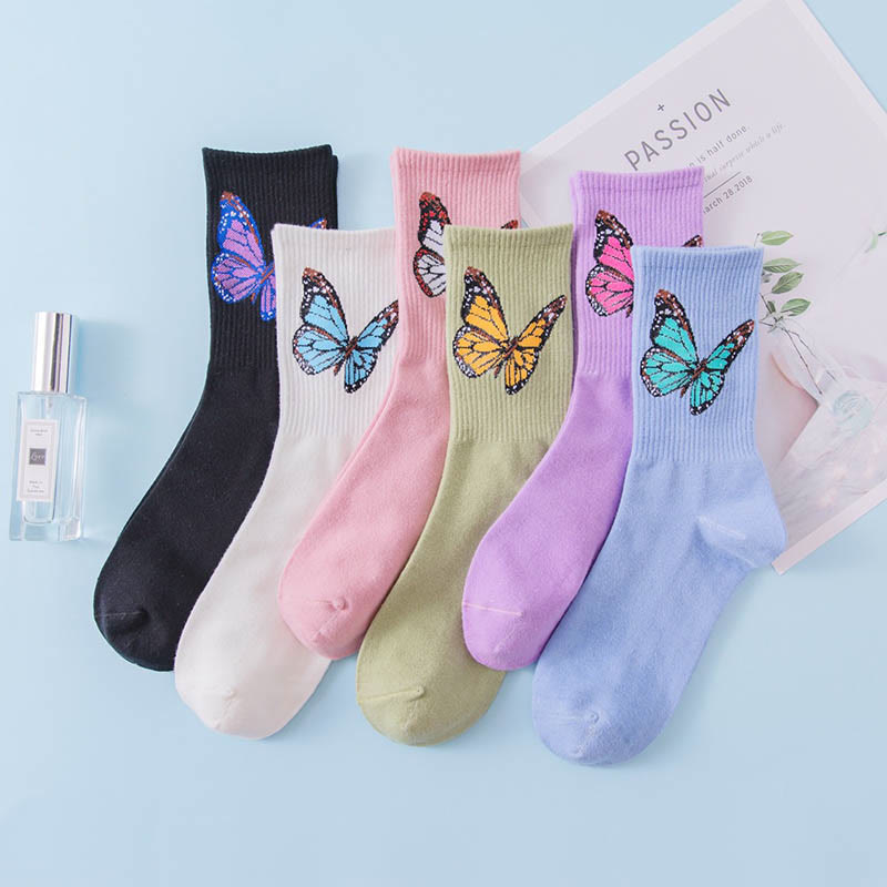 Butterfly Crew Socks(6 Pairs) - Multicolor - EU36-40(US3-7) - image 6