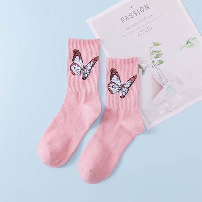Butterfly Crew Socks(6 Pairs) - Pink - EU36-40(US3-7) - image 9