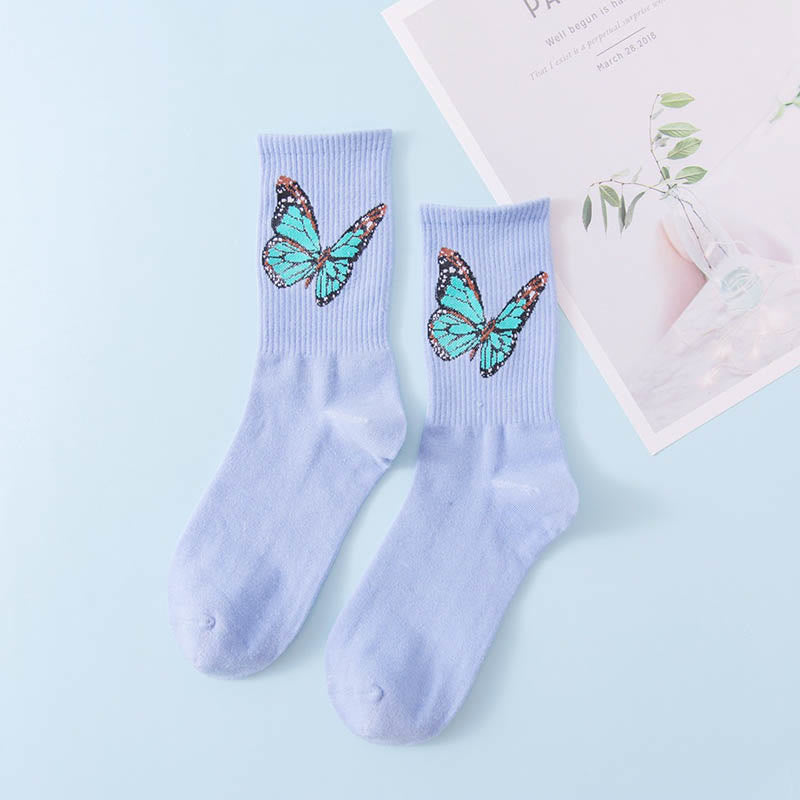 Butterfly Crew Socks(6 Pairs) - Blue - EU36-40(US3-7) - image 8