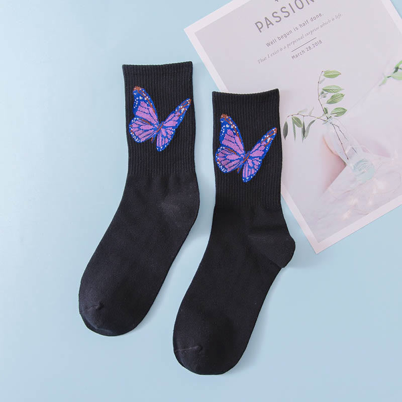 Butterfly Crew Socks(6 Pairs) - Black - EU36-40(US3-7) - image 12