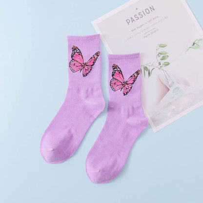 Butterfly Crew Socks(6 Pairs) - Purple - EU36-40(US3-7) - image 11