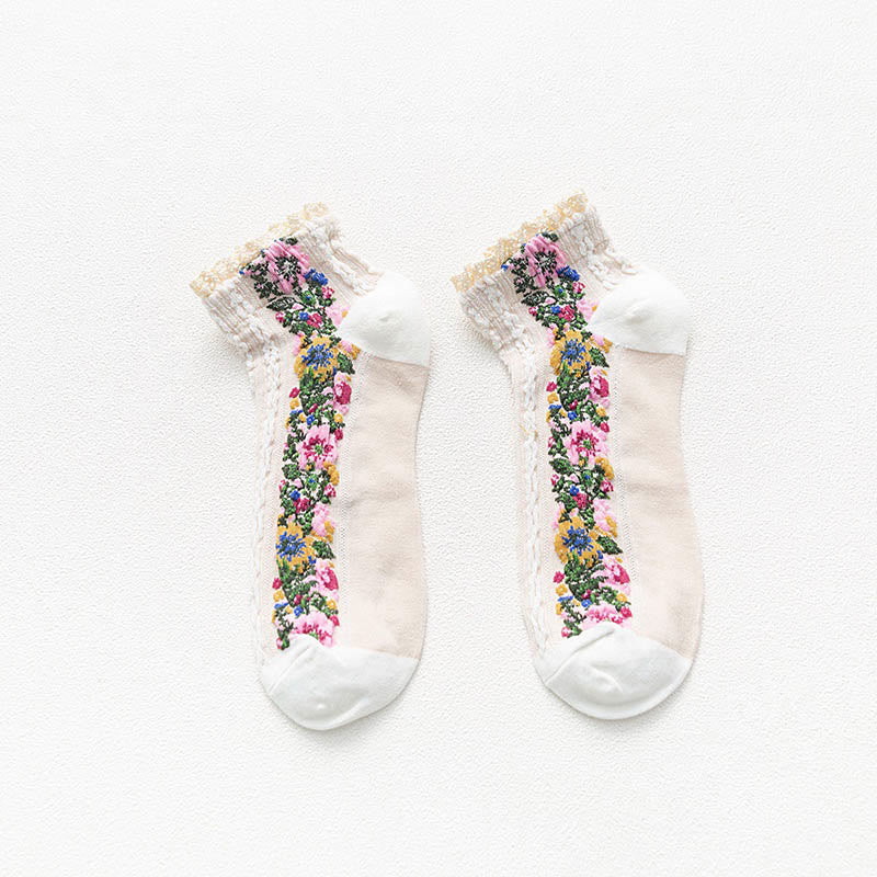Vintage Lace Ankle Socks(5 Pairs) - White - EU36-40(US3-7) - image 9