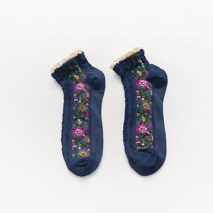 Vintage Lace Ankle Socks(5 Pairs) - Navy Blue - EU36-40(US3-7) - image 12