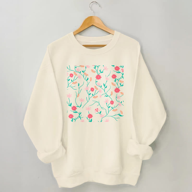 Plus Size Red Pink Flowers Sweatshirt - Apricot - 3XL - image 0