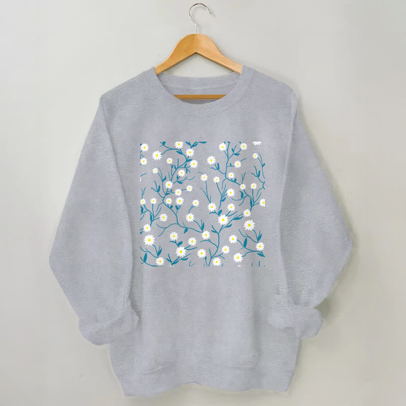 Plus Size White Daisy Sweatshirt - Grey - 3XL - image 1