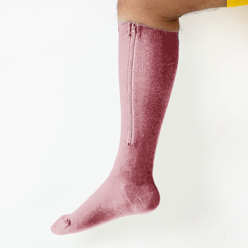 Plus Size Solid Color Zipper Compression Socks 2XL-7XL(3 Pairs) - image 2