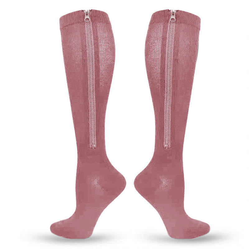 Plus Size Solid Color Zipper Compression Socks 2XL-7XL - image 3
