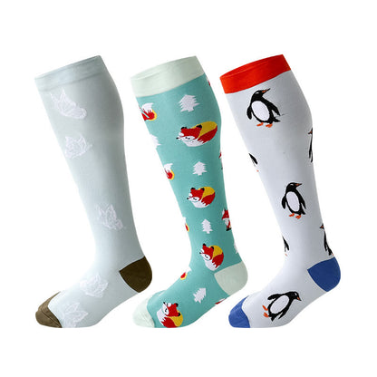 Plus Size Penguin Fox Compression Socks 2XL-7XL(3 Pairs) - image 1