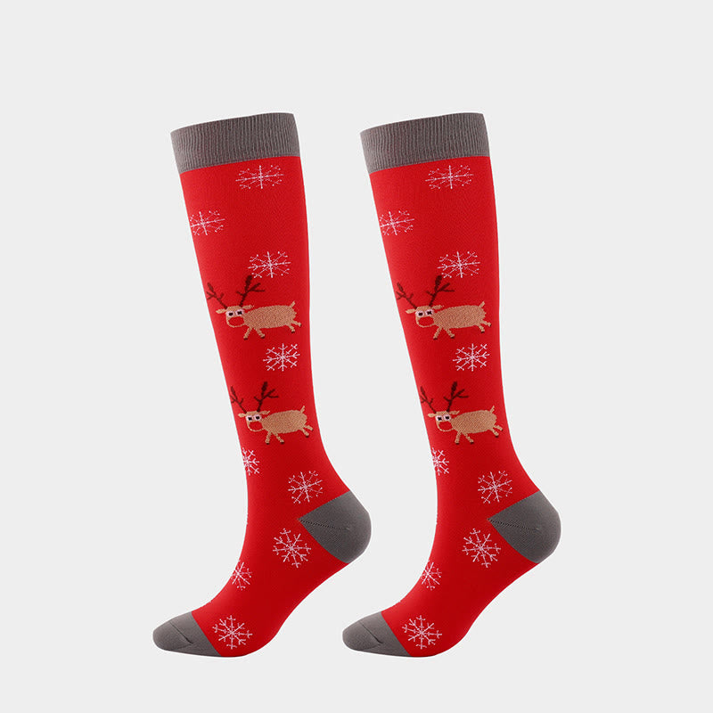 Cartoon Christmas Elements Compression Socks(6 Pairs) - image 1