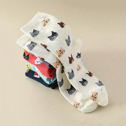 Cartoon Cat Head Quarter Socks(5 Pairs) - image 3
