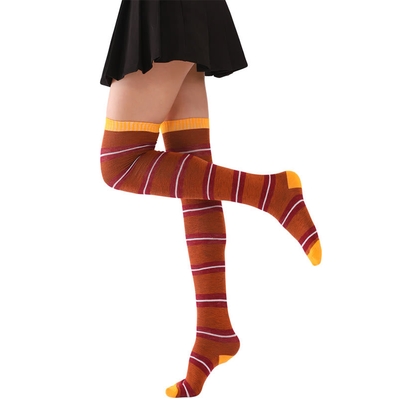 Wide Stripes Thigh High Socks(6 Pairs) - image 3