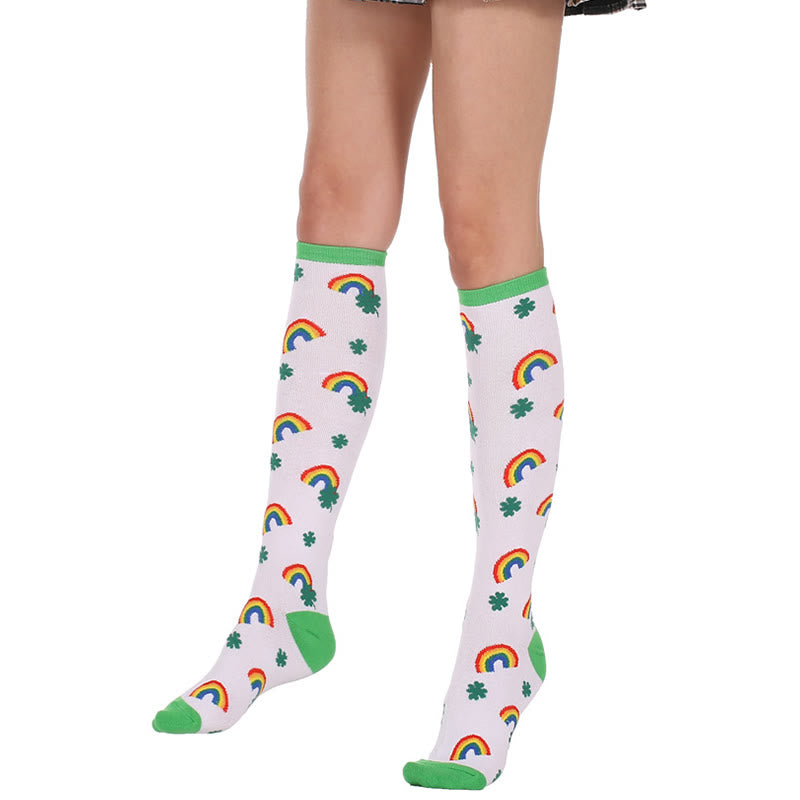 Rainbow Knee High Socks(3 Pairs) - White - EU36-40(US3-7) - image 0