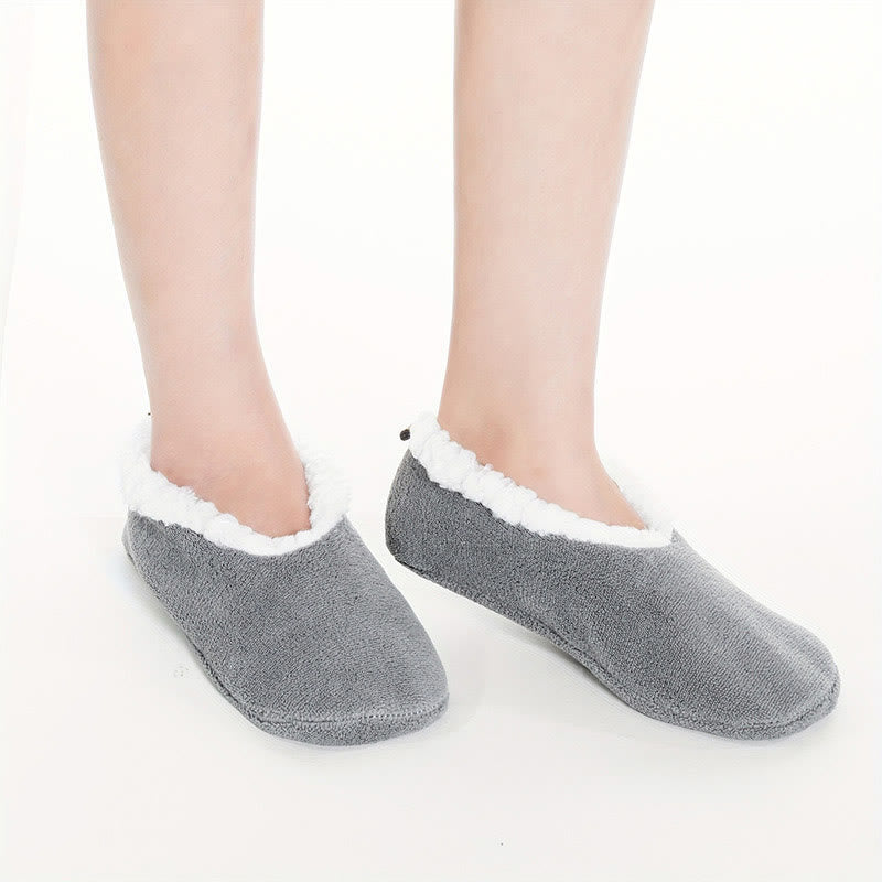 Plus Size Solid Color Non Slip Slipper Socks(3 Pairs) - image 3