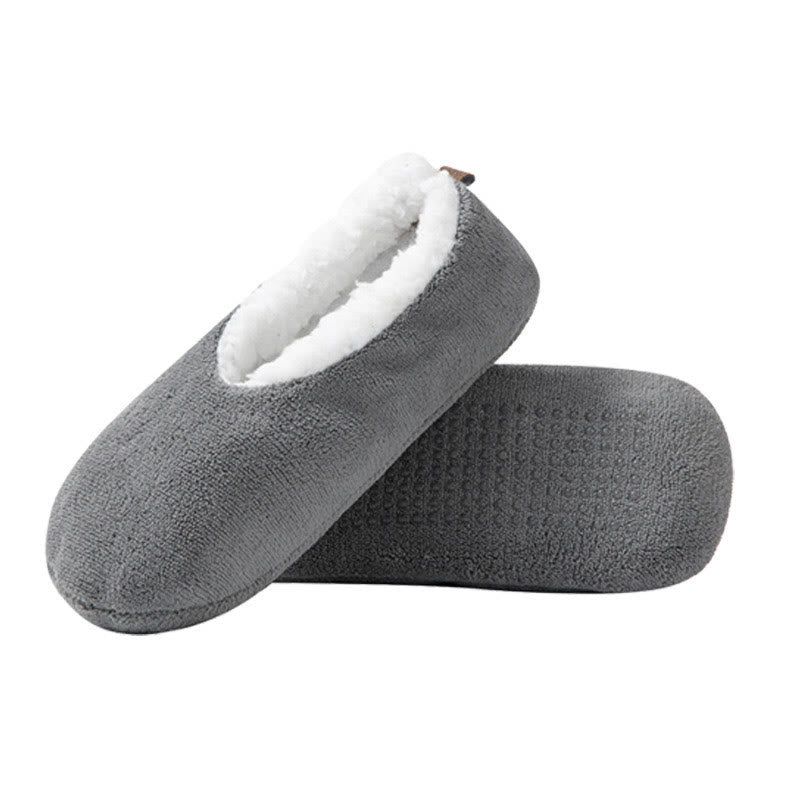 Plus Size Solid Color Non Slip Slipper Socks(3 Pairs) - Grey - EU38-40(US5-7) - image 5