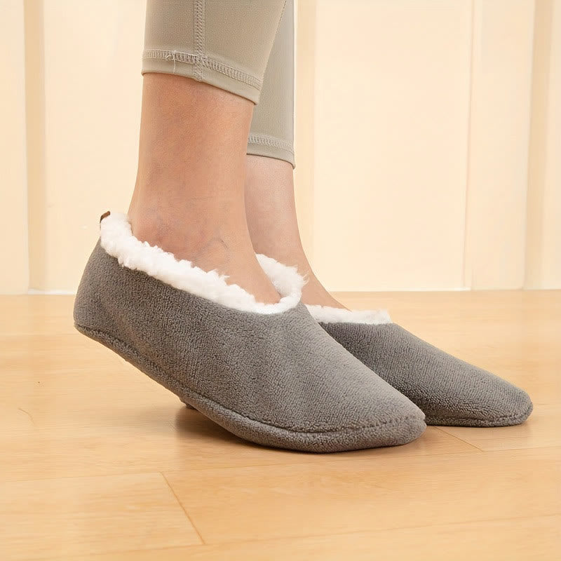 Plus Size Solid Color Non Slip Slipper Socks(3 Pairs) - image 2