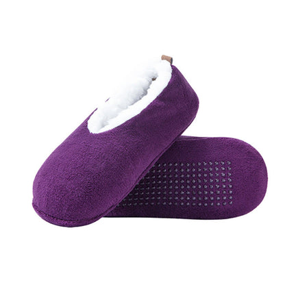 Plus Size Solid Color Non Slip Slipper Socks(3 Pairs) - Purple - EU38-40(US5-7) - image 6