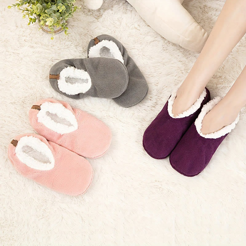 Plus Size Solid Color Non Slip Slipper Socks(3 Pairs) - Multicolor - EU38-40(US5-7) - image 0