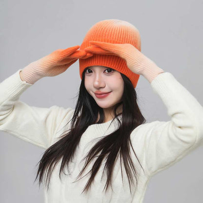 Gradient Color Gloves Beanie 2 In 1 Set - image 3